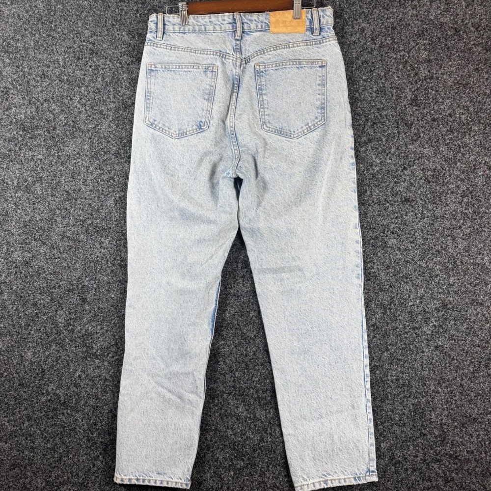 Zara High Waisted Mom Jeans Light Wash Acid Denim Straight Leg USA 10 Blue - Picture 2 of 7
